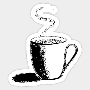 A Cup of Coffee Charcoal Sticker